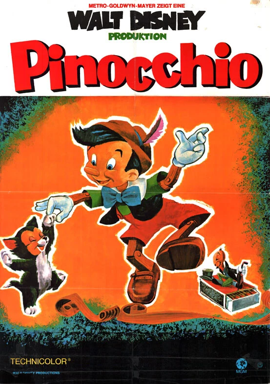 Pinocchio ORIGINAL A1 Kinoplakat Walt Disney / H. Luske / SCHLECHTER ZUSTAND - Bild 1 von 1