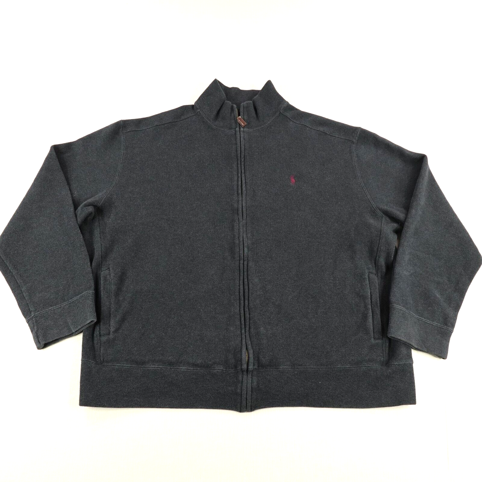 Giacca Polo Ralph Lauren Vintage Uomo XXL Nero Rosso Pony Maglione Zip Y2K ^