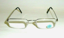 NWT Vintage 90's Rectangle Metal Half Frame Reading Glasses 3.25 S.Silver 