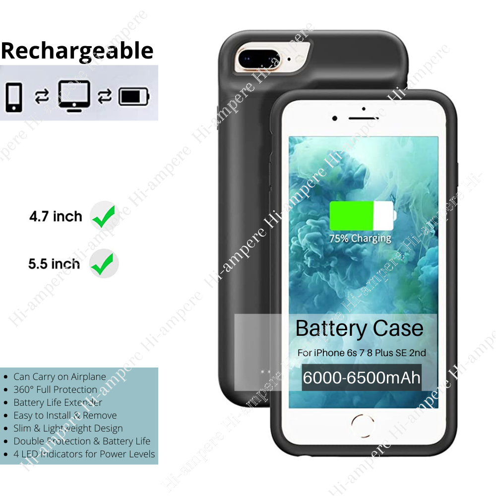 Smart Battery Charger Case Power Bank For iPhone 6s Plus SE Charging  Cover