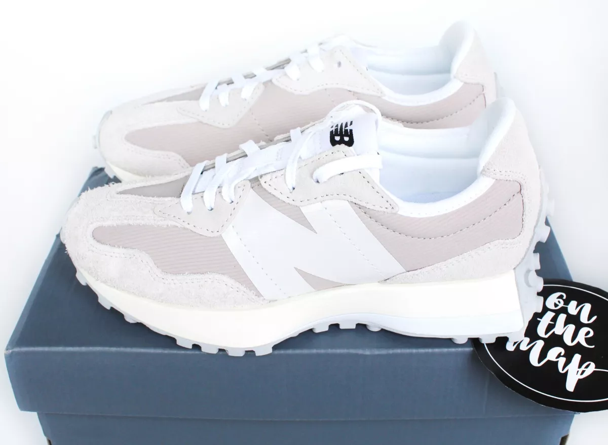 New Balance 327 sneakers in white & tan