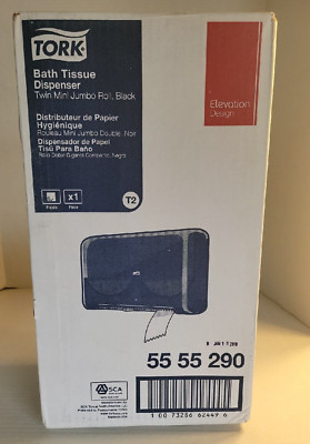 Bath Tissue Dispenser TORK Twin Mini Jumbo Roll, Black T2, Elevation 55 55 290