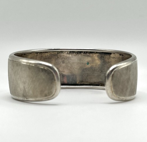 Vintage Sterling Silver And 18k Gold Flower And Feather Cuff Bracelet - Picture 3 of 7