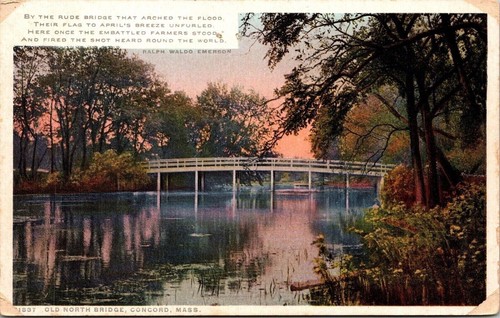 Historische alte North Bridge Emerson Poesie Concord Massachusetts WB Postkarte