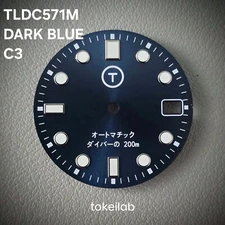 TLDC0571M Dark Blue Sunburst C3 / Seiko Mod Minute Date Dial NH35 4R35 SKX SRPD