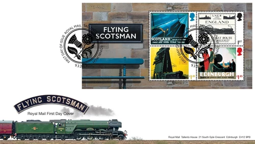 GB 2023 FLYING SCOTSMAN First Day Cover Stamp Miniature Sheet, TH postmark