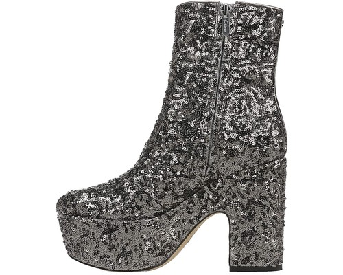 Sam Edelman Pompa Fitzgerald Donna, Tacco Slingback Con Dettaglio Morso Di Cavallo, Argento Morbido, 37.5 EU