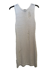 White Knit Bodycon Dress Distressed Medium PrettyLittleThing