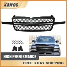 Front Upper Black Grille Fits 2005-2007 Chevy Silverado 1500 2500HD 3500 Pickup