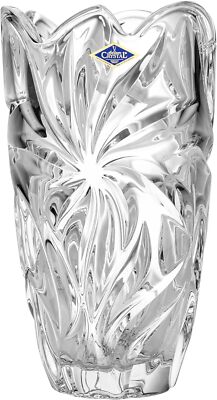 Bohemia Crystal AU52611 11'' Flowers Vase 'Flora'. Lead-Free Crystal, Clear