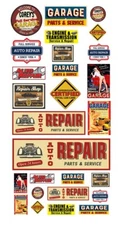 1:87 HO scale model auto engine repair shop car garage signs
