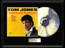  TOM JONES WHAT'S NEW PUSSYCAT? ALBUM FRAMED LP WHITE GOLD PLATINUM TONE RECORD