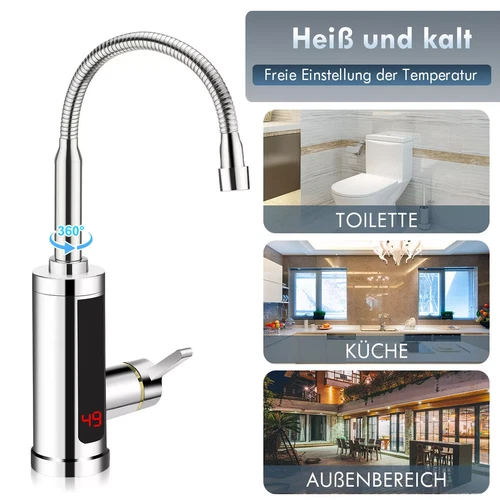 Durchlauferhitzer Warmwasserbereiter Warmwasser Armatur Edelstahl Wasserhahn DHL - Bild 15 von 22