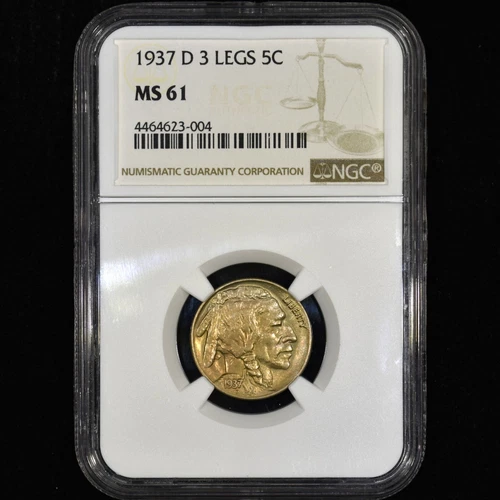 1937-D BUFFALO NICKEL 3 LEGS ✪ NGC MS-61 ✪ 5C LEGGED COIN UNCIRCULATED ◢TRUSTED◣