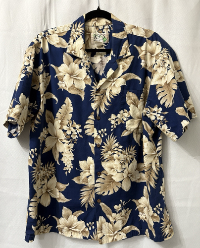 KY's Herren Hawaii Kurzarm Hemd blau geblümt Größe XL