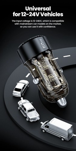 60W USB-C USB-A Car Charger Fast Charging for iPhone Samsung Xiaomi Poco USB - Picture 9 of 14