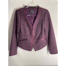 BCBG Paris Purple Tweed Zip Blazer Size 4