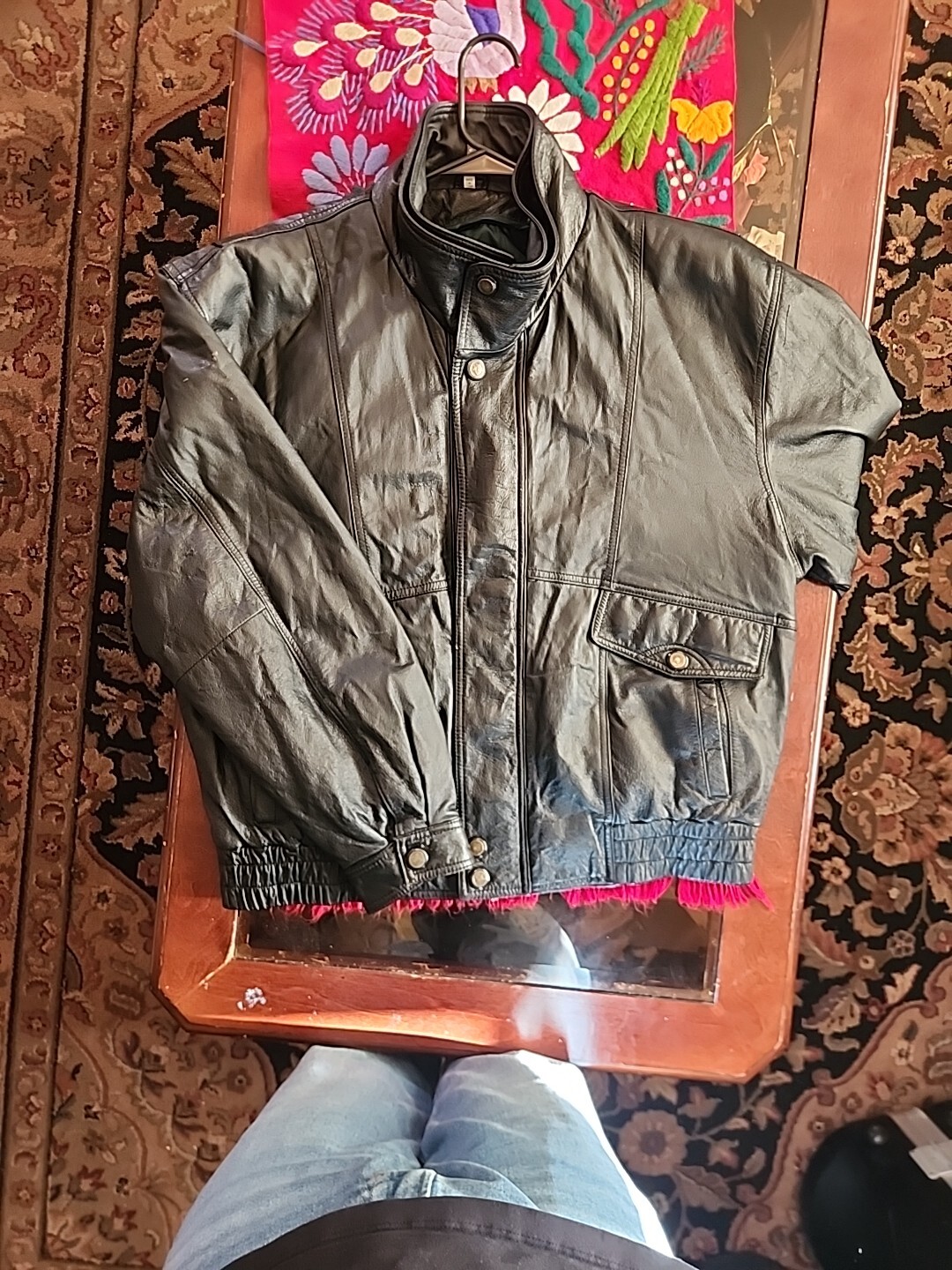Men's XL Genuine Leather Jacket - Pre-Owned Classic Style-image