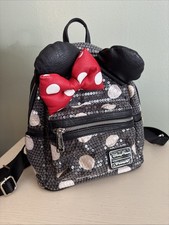 Disney Parks Loungefly Minnie Mouse Ears Sequined Black Polka-Dot Mini Backpack