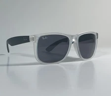 RAY-BAN RB 4165 6512/87 JUSTIN MATTE CLEAR /BLACK SUNGLASSES 54mm