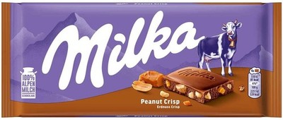 Milka Peanut Crisp - Schokolade Erdnuss Crisp - 90 Gramm