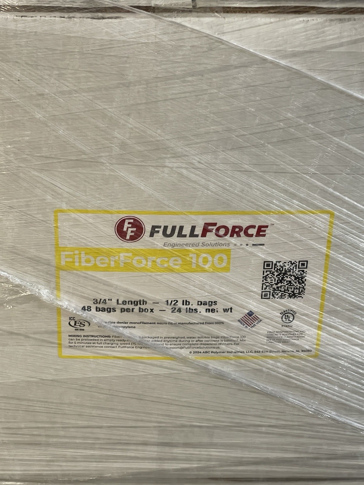 FiberForce 100 - 3/4" x 1/2 lb BAGS, 48 BAGS FIBER REINFORCEMENT FOR CONCRETE