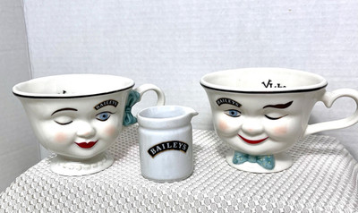 Bailey's Irish Cream 1996 Limited Winking  His & Her Yum Teacups & Creamer