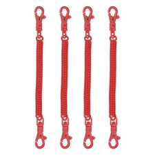 Retractable Coil Keychain W Double Plastic Lobster Clasp, 7.9", Red  4 Pcs 