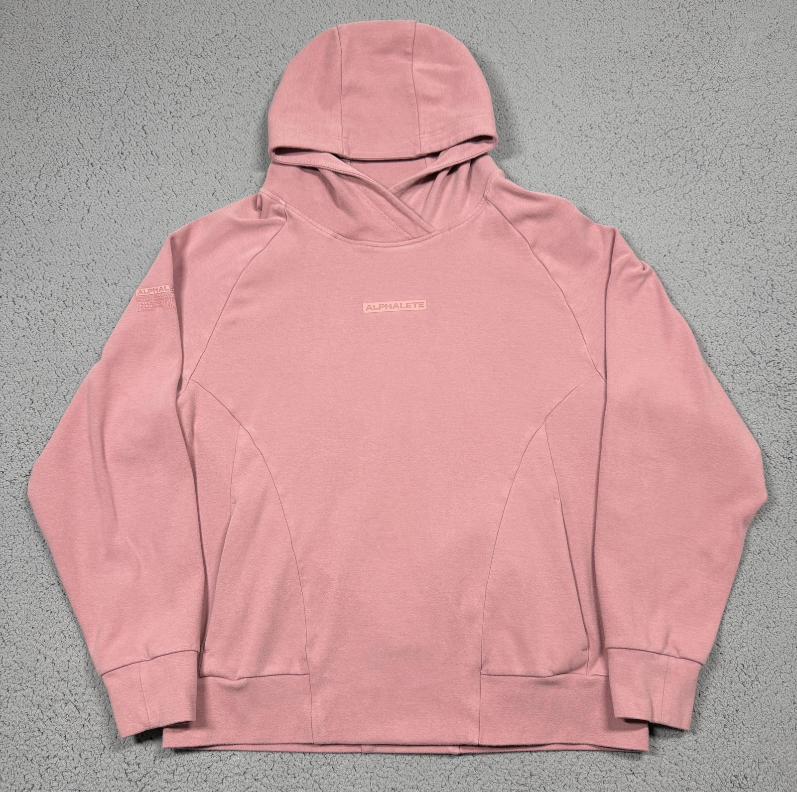 Alphalete Hoodie Mens Large Pink Fleece Pullover Side Pockets Chest Logo