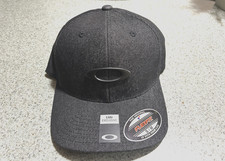 NEW OAKLEY BALL CAP LIDS EXCLUSIVE FLEXFIT S/M TIN CAN BLACK /DENIUM OAKLEY HAT
