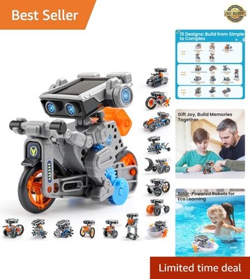 Solar Robot Building Kit STEM Gift for Boys Aged 8-13, DIY 15-in-1 Educationa...