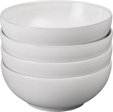 Denby - Elements Stone White Cereal Bowls Set of 4 - Dishwasher Microwave Safe 