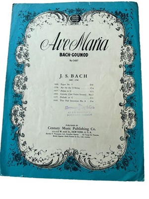 Vintage 1942 Ave Maria, Bach-Gounod No. 3487 Piano Solo Sheet Music