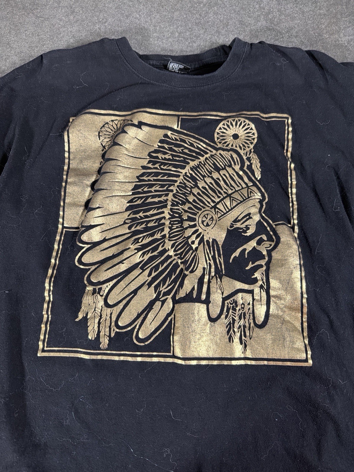 Gemrock Native American Headdress Graphic T Shirt Black XL Biker Western Tee