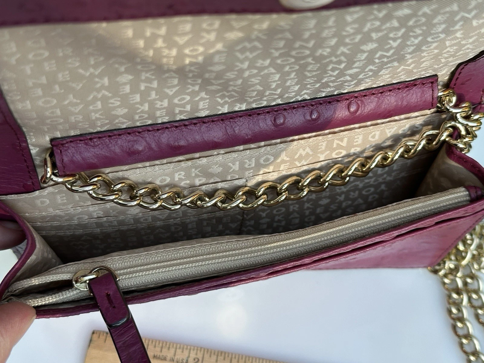 Borsa pochette Kate Spade Alexander Avenue Isabeli struzzo tracolla catena