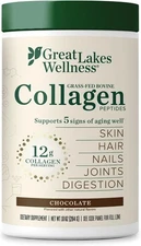 Great Lakes Wellness Grass-Fed Bovine Collagen Peptides, Chocolate, 10 oz 1/28