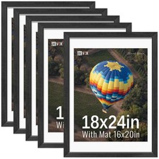 VCK 18x24 Frames Black Set of 5, Wide Border Wood, Display 16x20 Picture Phot...