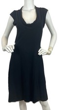Prairie Underground Falconet Dress Organic Cotton Cowl Neck Cap Sleeve Black L
