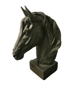 Large Black Horse Head Statue Figure With Base Home Decor 13” Equestrian 