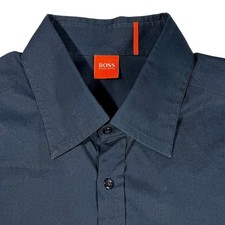 BOSS Hugo Boss Mens Dark Blue Button Down Shirt With Stitch Detail Size XL