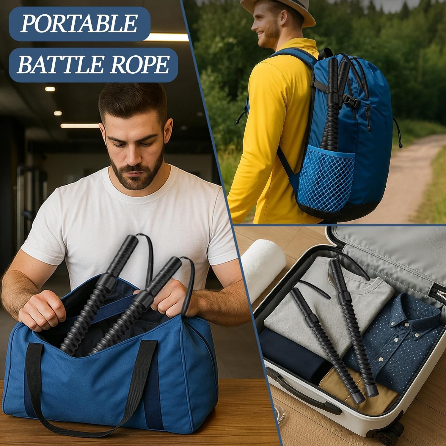 Ropeless Portable Exercise Battle Ropes for HIIT, Cardio, Home Gym, 2PCS