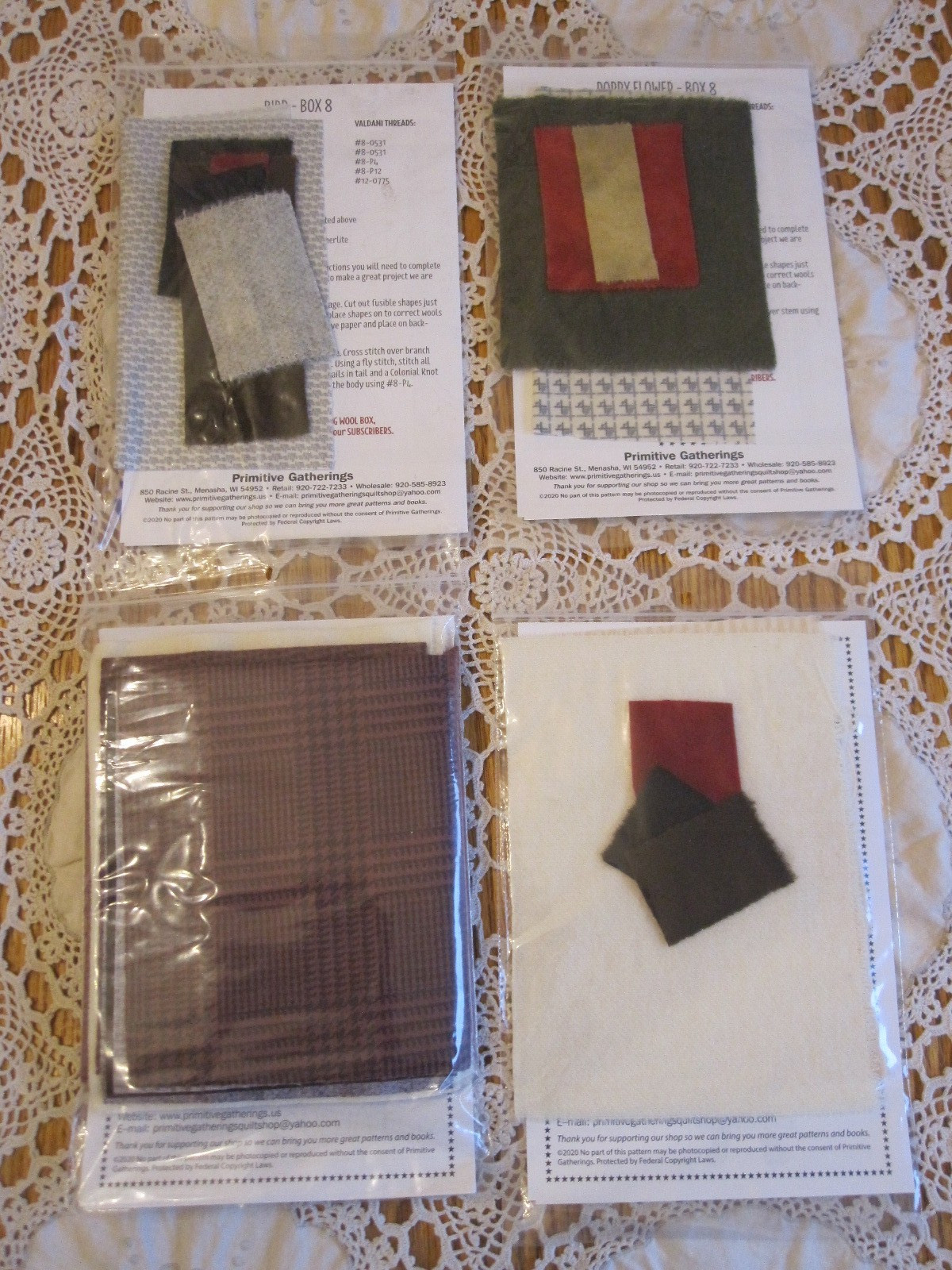 Primitive Gatherings WOOL BOX Applique Patterns Kits Fabric Accessories Extras 8