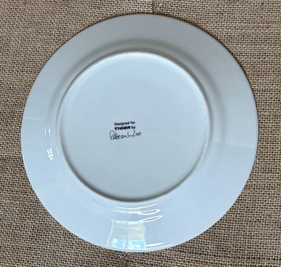 Juego de 4 platos de pescado blanco azul 8 pulgadas kitsch costero abuela océano náutico Foto 3 de 4