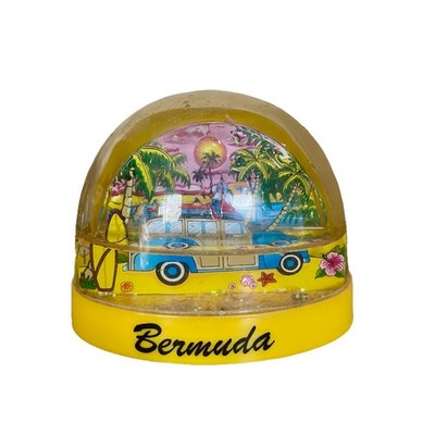 Snow Globe Bermuda Plastic Full Dome Yellow Beach Scene
