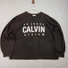 Calvin Klein L Logo Sweatshirt Black Made in USA Vintage 90s Y2K Streetwear Punk