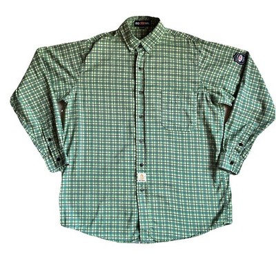 Bocomal FR Green Plaid Resistant Button Up Shirt NFPA2112 CAT2 Men Size XL Tall