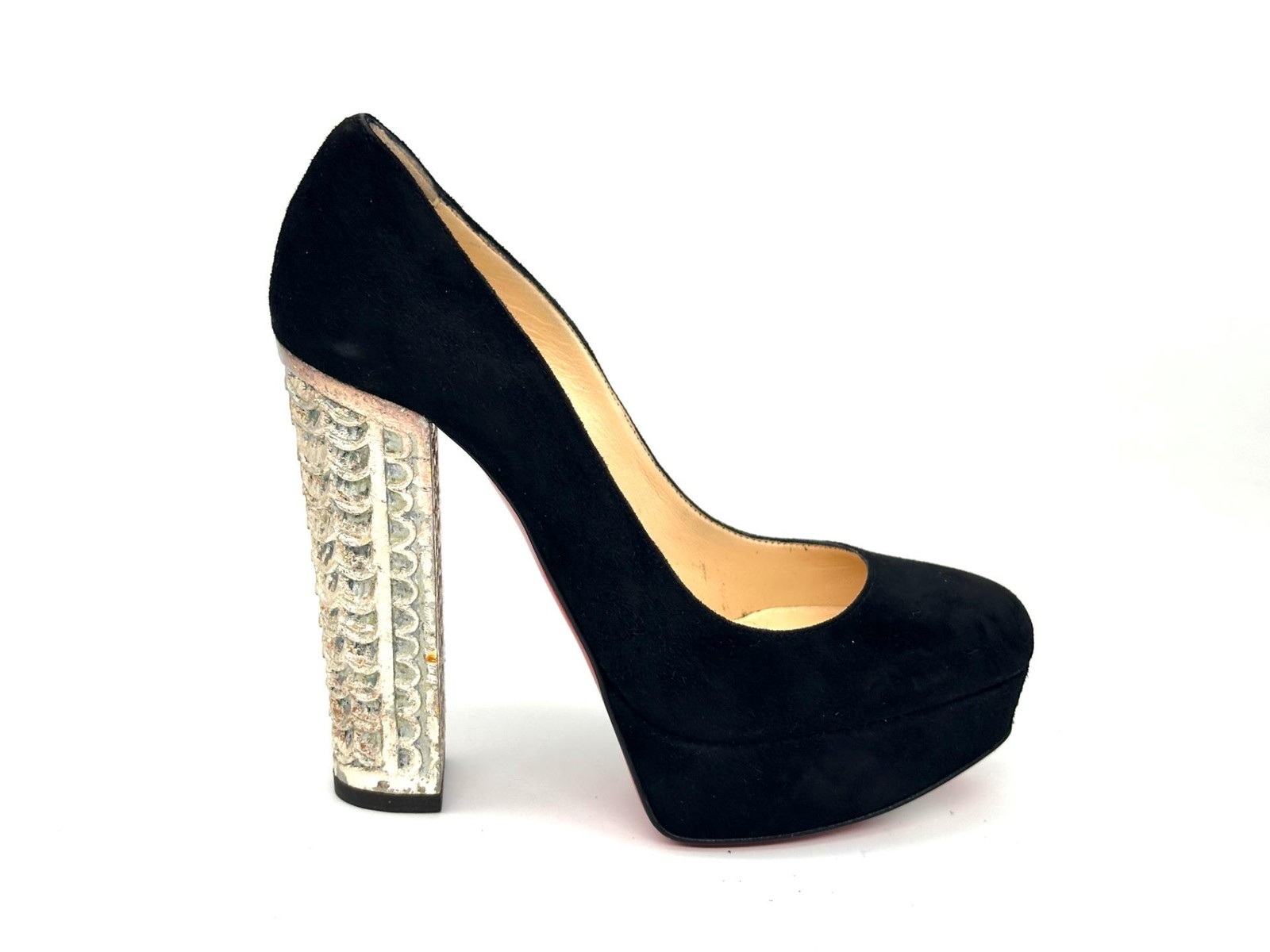 Christian Louboutin BOIS DORE 20ANS Black Suede Platform Heels Pumps Shoes $1395