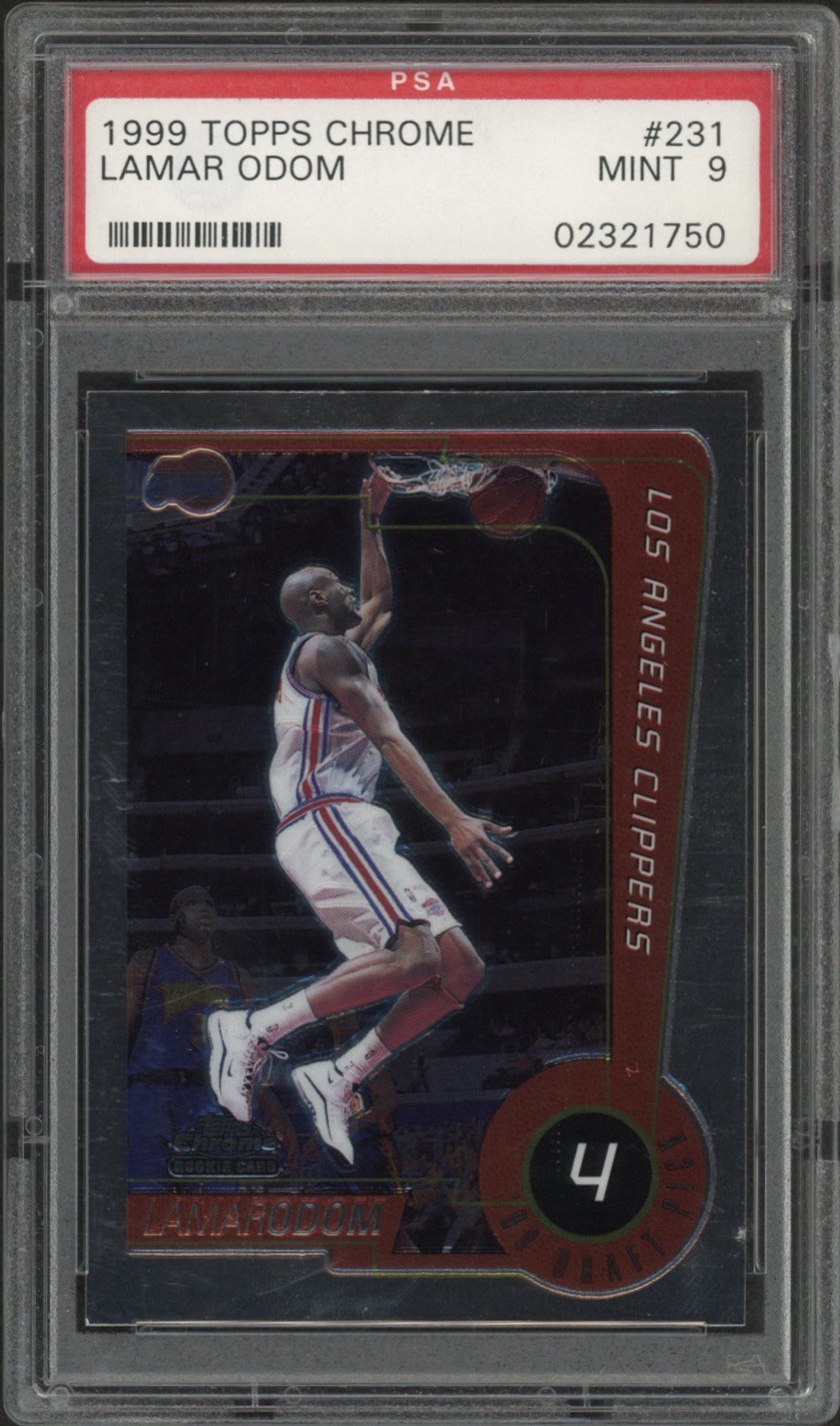 1999 Topps Chrome Lamar Odom Rookie RC #231 PSA 9 Mint Los Angeles Clippers