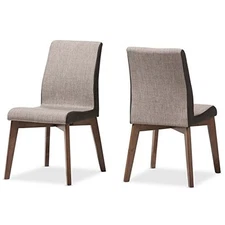 Baxton Studio Kimberly Mid-Century Modern Beige and Brown Fabric Dining Chair