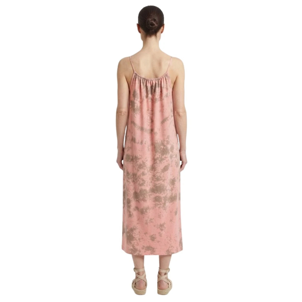 Maxi Vestido Zara Mujer Oversize Algodón Rosa Tie-Dye Vestido Tirantes M